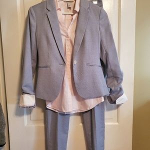 H&M light blue pants suit.